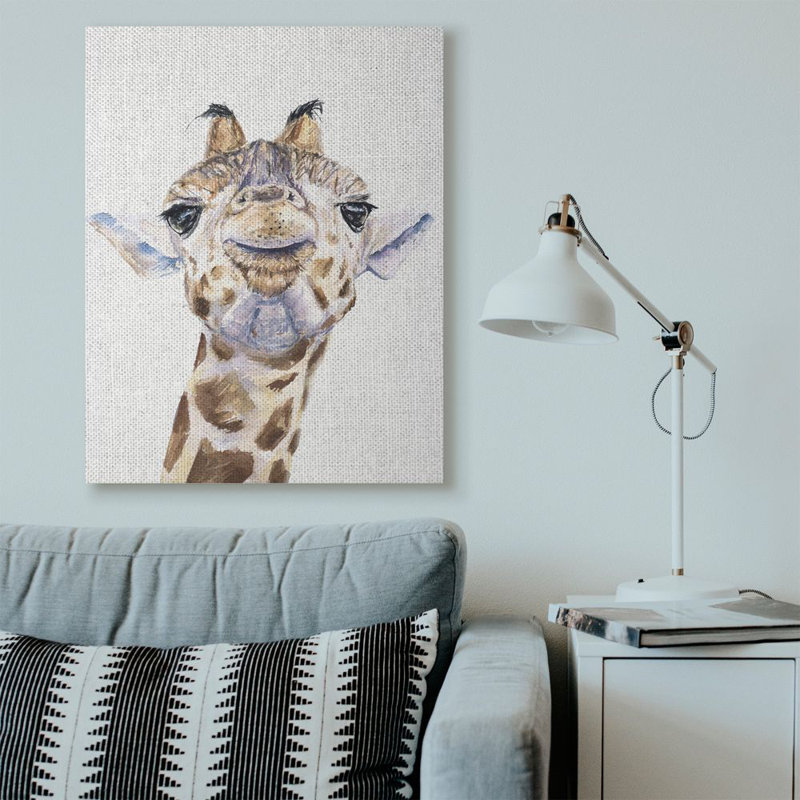Grande tête de girafe Beckey, H 48 po x l 36 po x P 1,5 po, Toile tendue