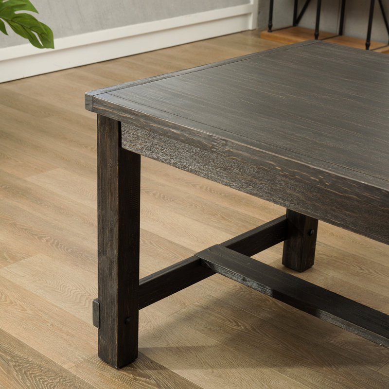 Antique Black Finish Rectangular Wood Dining Table