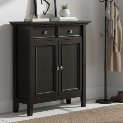 Armoire de rangement en bois massif avec 2 tiroirs et tablettes réglables Manervia