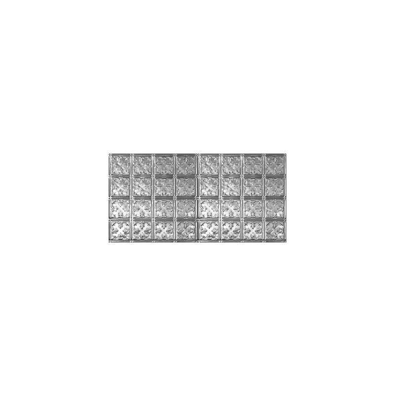 Victorian 48.5'' L x 24.5'' W Tin Glue Up Ceiling Tile In Shiny Silver