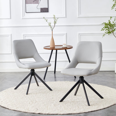Ensemble de deux chaises pivotantes confortables, idéales pour la cuisine et la salle à manger avec dossier haut et cuir durable