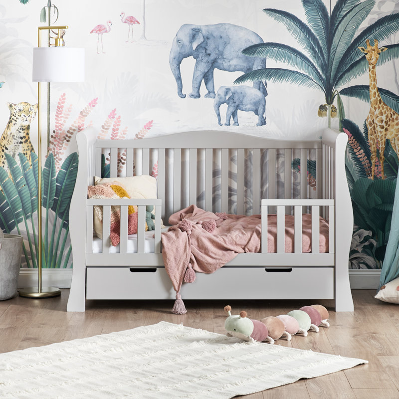 Stamford Luxe Cot Bed with Moisture Management Mattress, Warm Grey