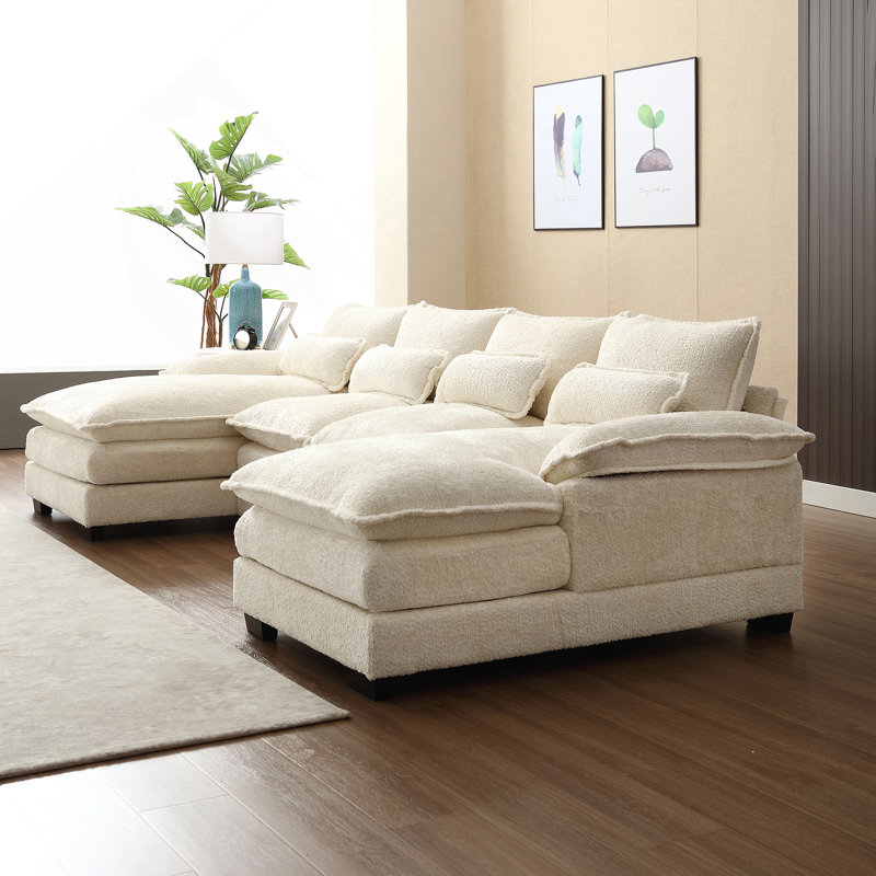 Grand canapé modulaire en U moderne et confortable en tissu chenille pour appartement, maison et salle de conférence