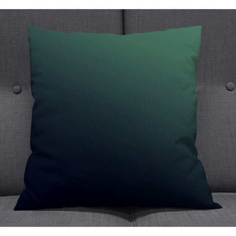 Throw Pillow With Insert, Black/Green Ombre 2, 18"H x 18"W