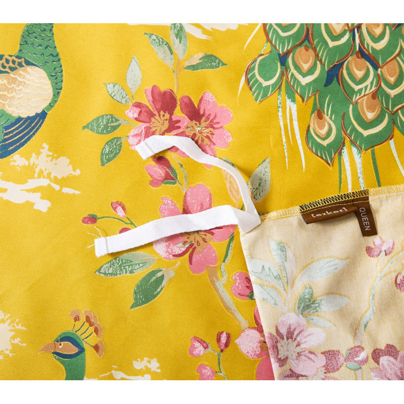 Chinoiserie Cotton Sateen Floral Duvet Cover, Twin Duvet Cover + 1 Pillowcase