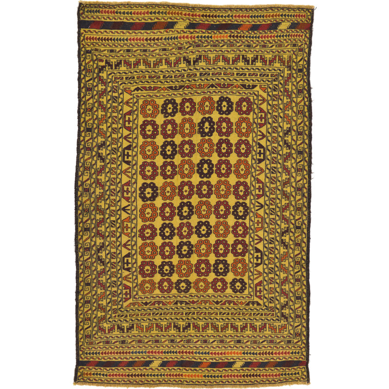 Tapis beige en laine 3 pi 10 po x 6 pi 3 po one-of-kind à la main noué la new Warminster