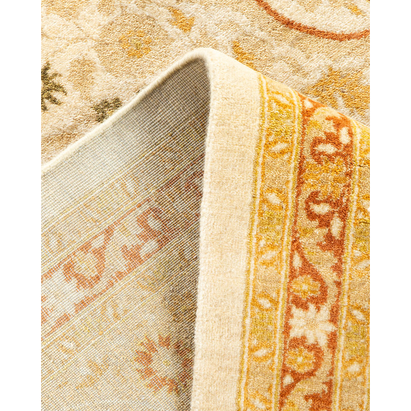 Tapis beige noué à la main de conception unique 8 pi 2 po x 10 pi 5 po Keller