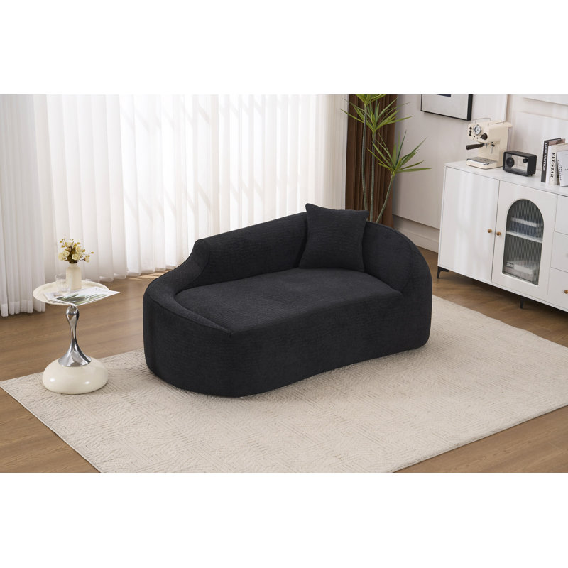 Méridienne courbée Compression, Chenille noir, Noir