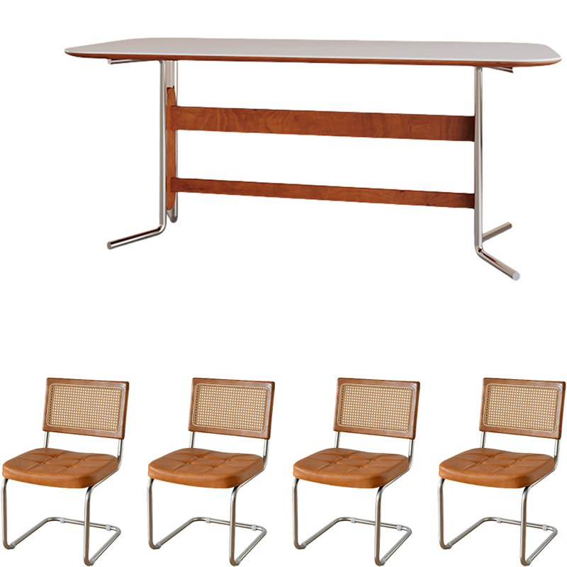 Ensemble de salle à manger Minimalist, H 29,5 po x L 70,9 po x l 31,5 po, Blanc