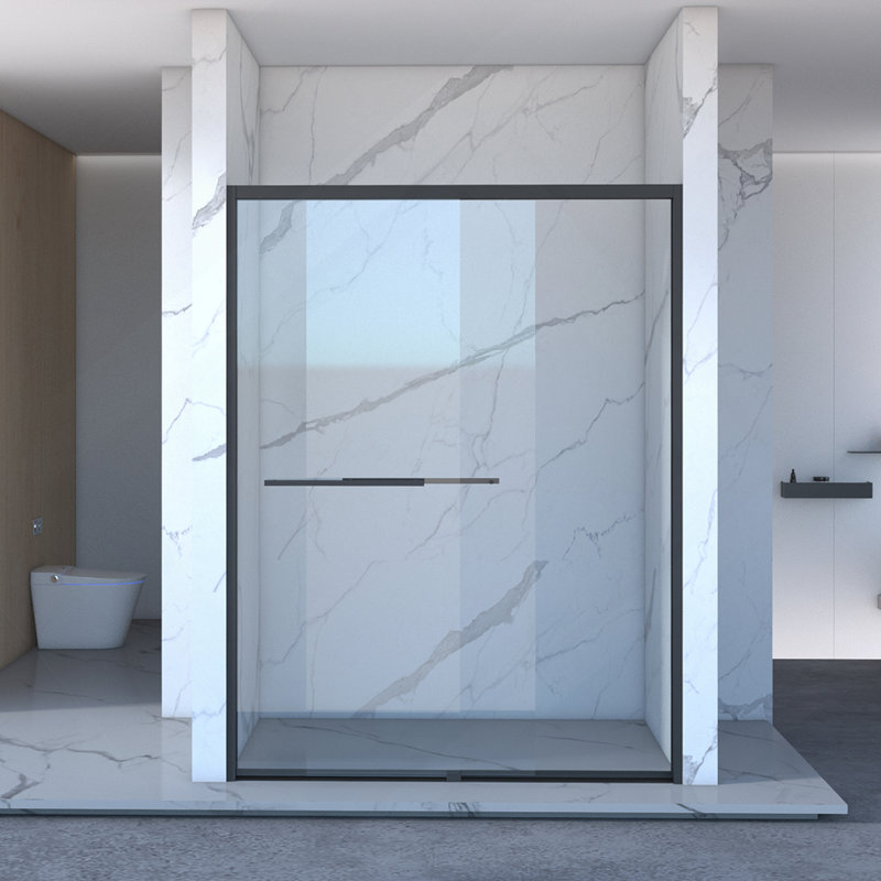 56-60"x70" Aluminum Frame Double Sliding Shower Door,Bypass Bathroom Sliding Door with Premium 5/16" (8mm) Clear Tempered Glass, Black Hardware Sliding Glass Shower Enclosure,Matte Black Finished