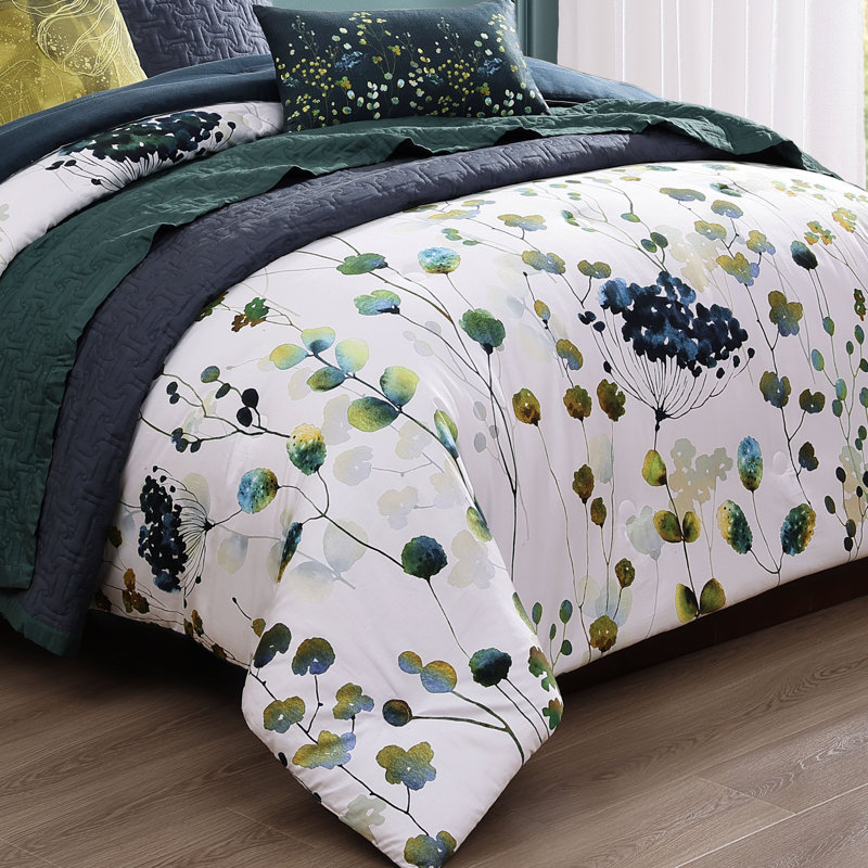 Bebejan Abstract Vines 8 Piece Reversible Comforter & Coverlet Bedding Set, Queen Comforter +7 Additional Pieces