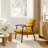 Fabric Upholstered Accent Armchair With Metal Frame And Wooden Armrests-118866583