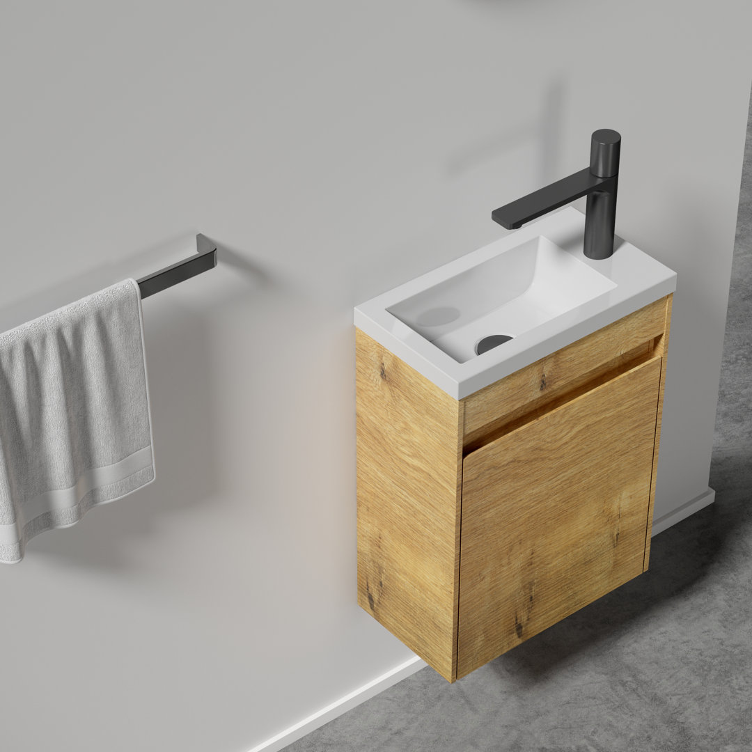 Coinde 16 inch Floating Single Bathroom Vanity with Integrated Sink Latitude Run® Base