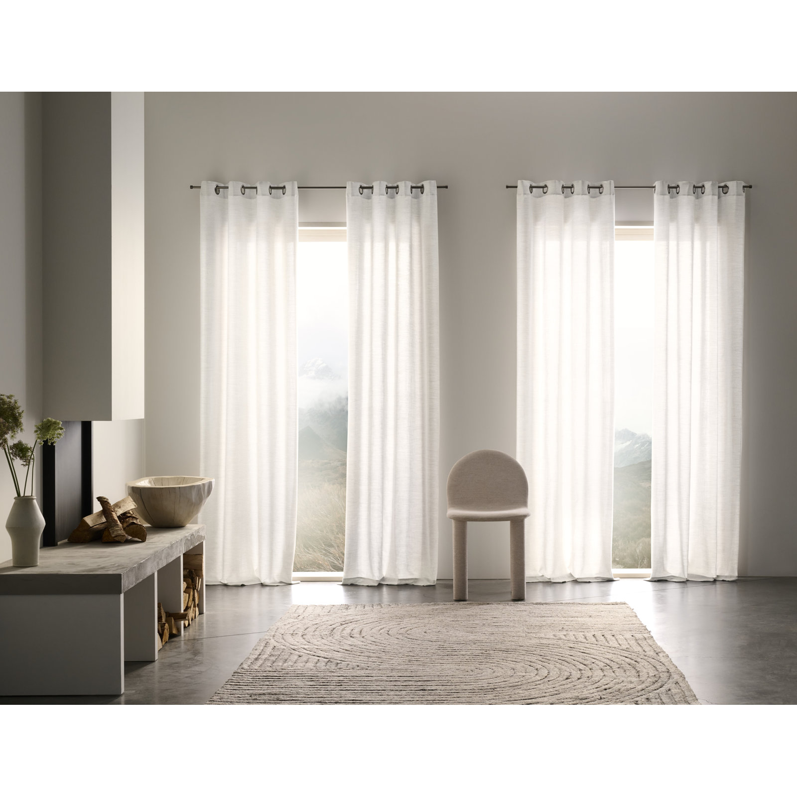 Sunbrella Madison Indoor/Outdoor Light Filtering Curtain, White, 50" W x 96" L