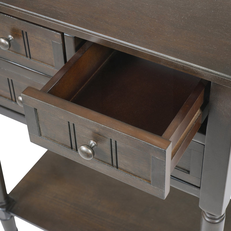 Console étroite avec tiroirs de rangement et tablette