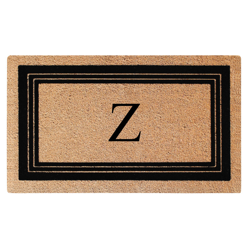Paillasson monogrammé avec bordure classique en PVC naturel avec envers en PVC - robuste, anti-perte et facile à nettoyer, Z