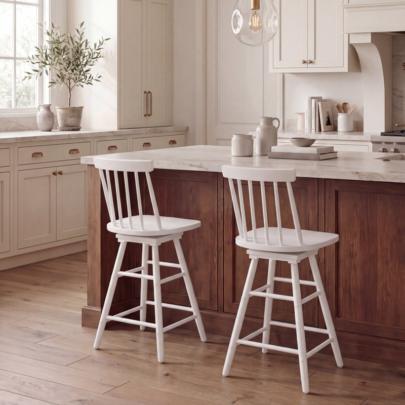 Tabouret de comptoir pivotant Abdoulaziz, Blanc