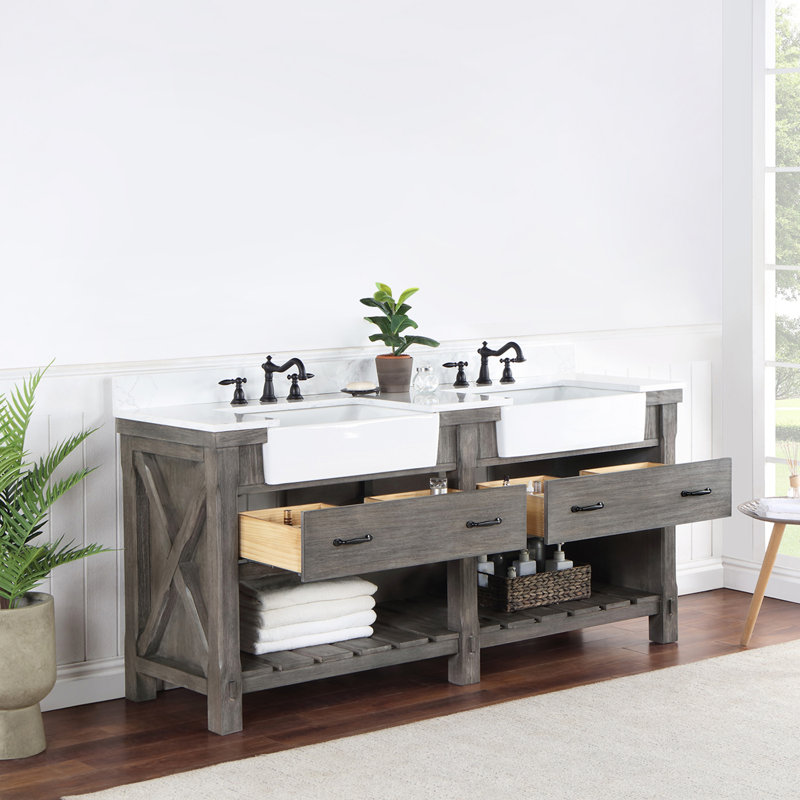 Ensemble de meuble-lavabo double 72 po Villareal, Gris classique