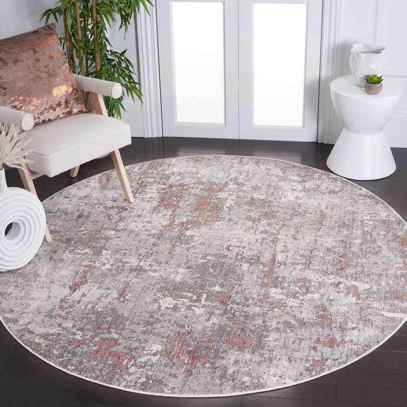 Tapis gris clair Mackenzie, Rond 6 pi 7 po