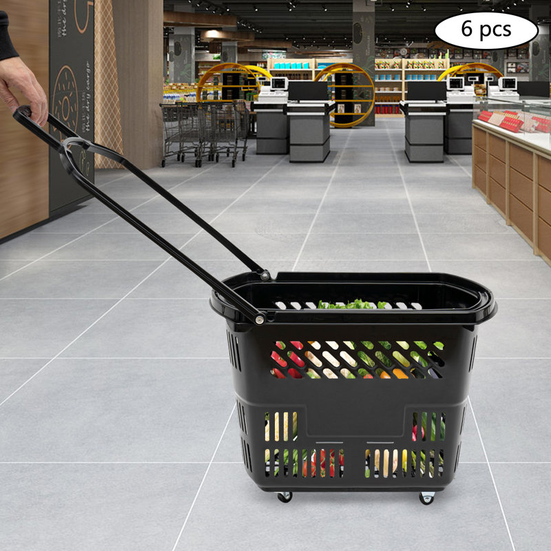 6PCS 35L Chariots avec roues et poignée, Noir mat