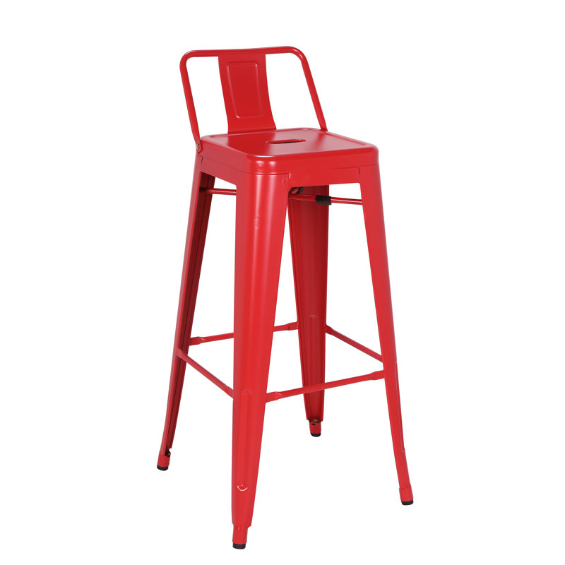 Counter Stool with Metal Frame, Frosted Red
