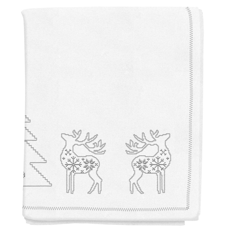 Borman Cotton Tablecoth, White/Silver