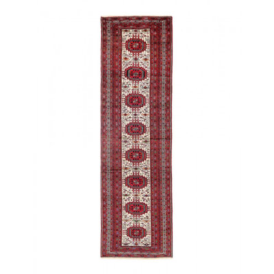 One-of-a-Kind 3'6"x12'10" Area Rug in Beige/Red/Navy Blue