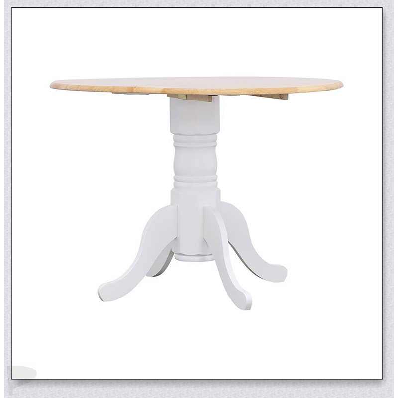 Table de salle à manger ronde à rallonge à abattants de 40 pouces avec base piédestal blanche pour les petits espaces et une utilisation polyvalente