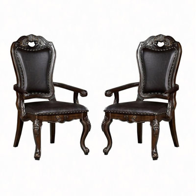 Design 2Pcs Arm Chairs Solid Wood Dining Room Seats Furniture