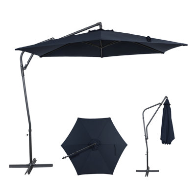 10 ft. Offset Patio Umbrella,Manual Tilt, 360° Crank, Vented,Wind-Resistant for Market