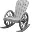 Chaise berçante grise pour jardin et patio - Structure en bois d'extérieur avec siège à lattes en bois à haut dossier