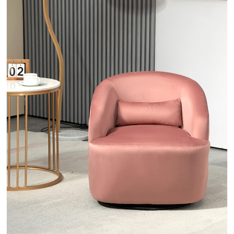 Fauteuil pivotant à 360 degrés Barrel Design, Velours rose