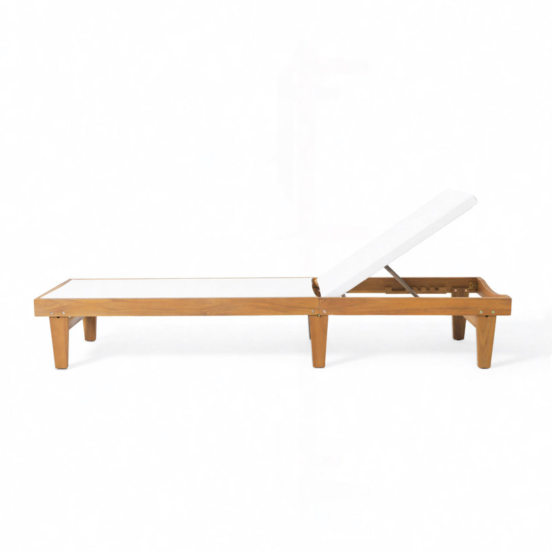 Chaise longue Summerland - filet gris foncé, Blanc, Teck