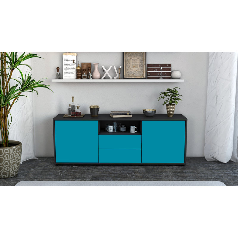 Wyche TV Stand for TVs up to 60", Turquoise / Matte Anthracite
