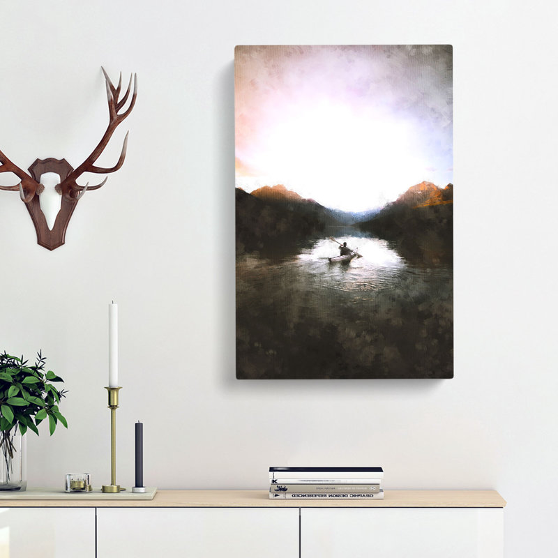 Kayaking Through The Mountains - Wrapped Canvas, 60cm H x 40cm W x 3cm D