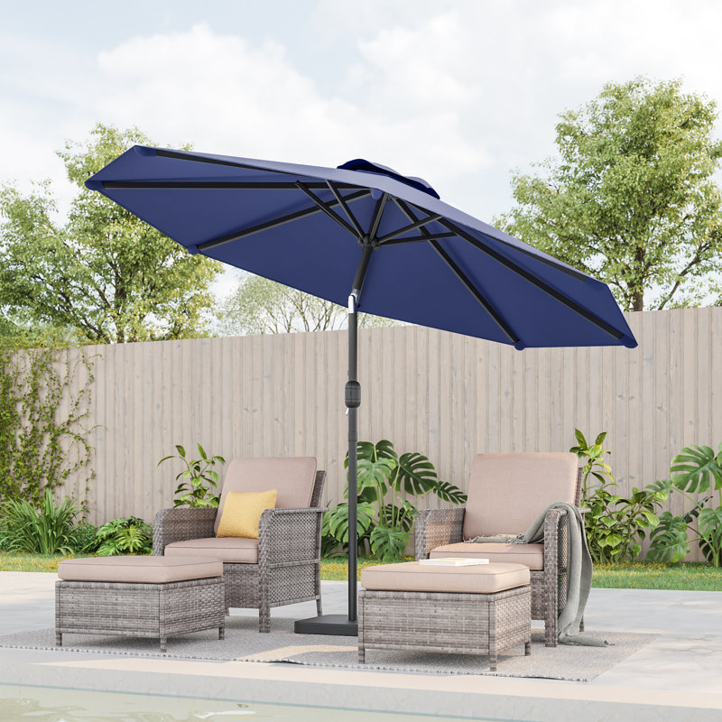 Parasol de table d'extérieur résistant aux intempéries 9 pi 9 pi pour bord de piscine, Marine