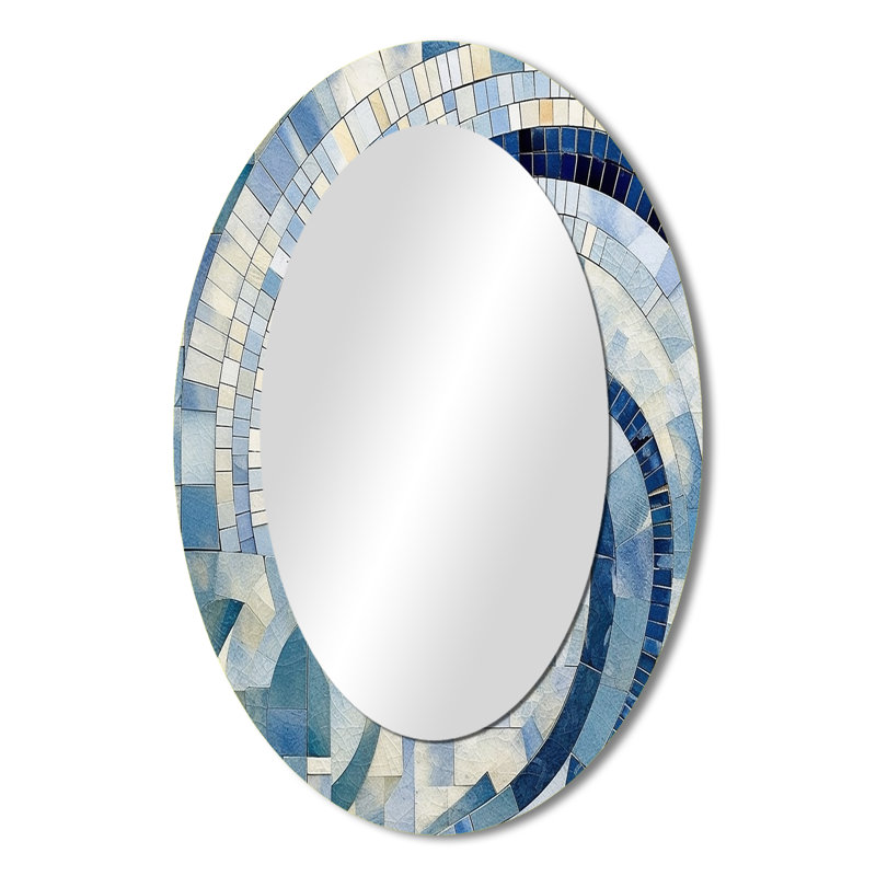 Miroir mural ovale moderne bleu Gold Constructing Blue Realms IV, 36 po x 24 po