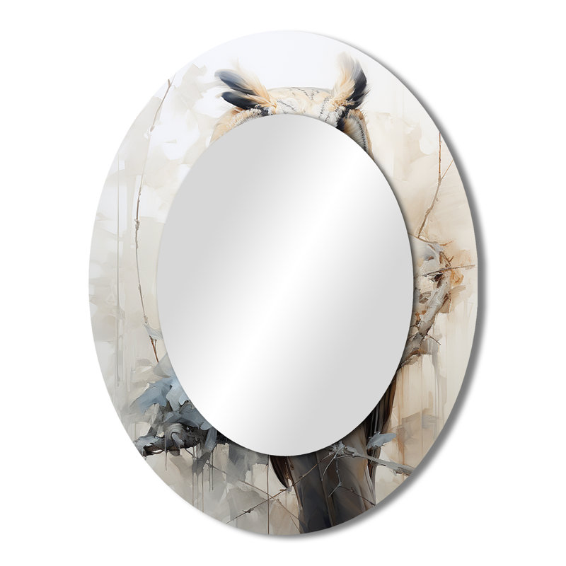 Miroir mural Wise And Watchful Majestic Owl I - Beige, H 43 po x l 33 po