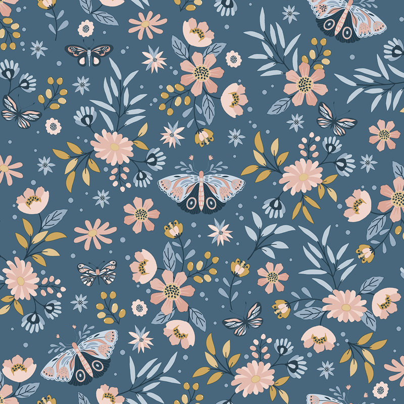 Papier peint Whimsical Meadow, Bleu