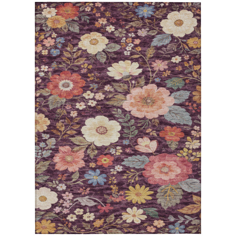 Machine Washable Indoor/Outdoor Chantille ACN2945 Floral Rug, 8' x 10'