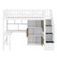 Lit mezzanine en bois avec bureau intégré, DEL, tablettes de rangement, armoires et escalier-114210570