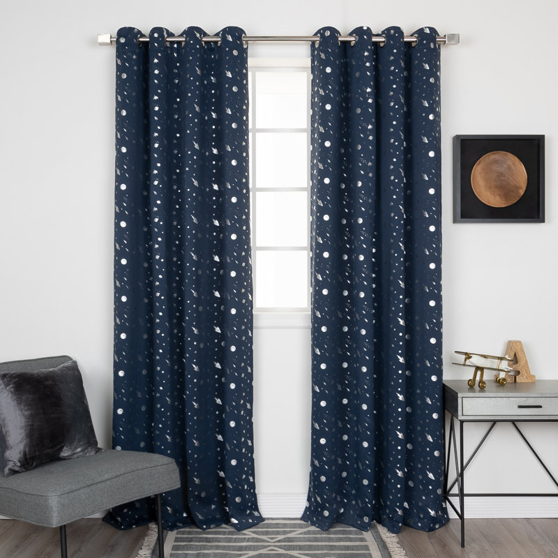 Paire de rideaux occultant en polyester Tatyana, L 52 po x L 63 po, Bleu marine