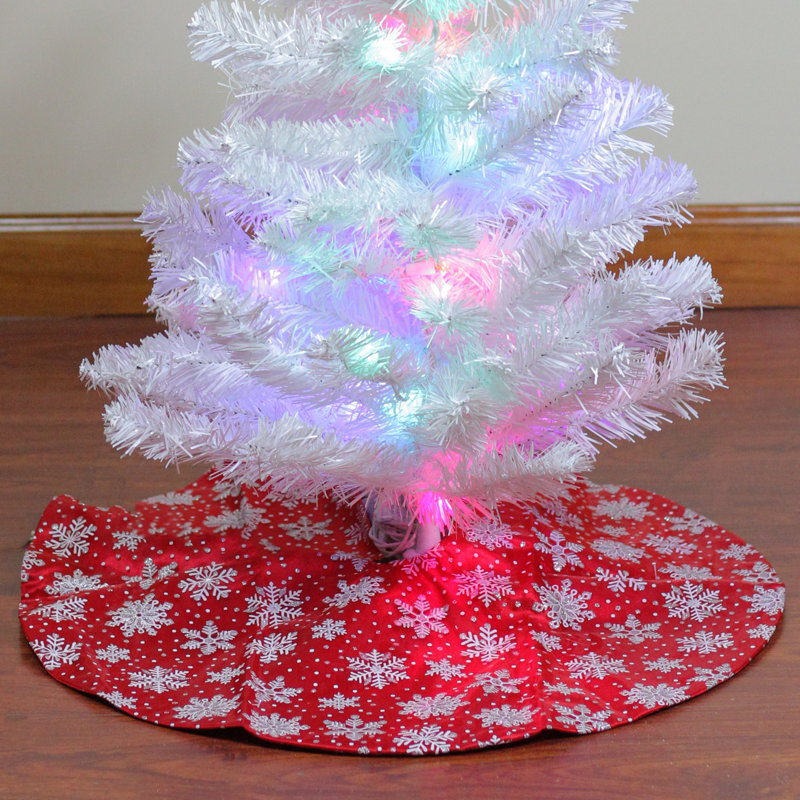 Mini jupe d'arbre de Noël en forme de flocon de neige rouge et blanc 20 po