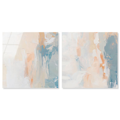 Gossamer Whispers Acrylic Print Blue And Sage Wall Decor Set by Art Remedy, Ready to Hang, 16 x 16