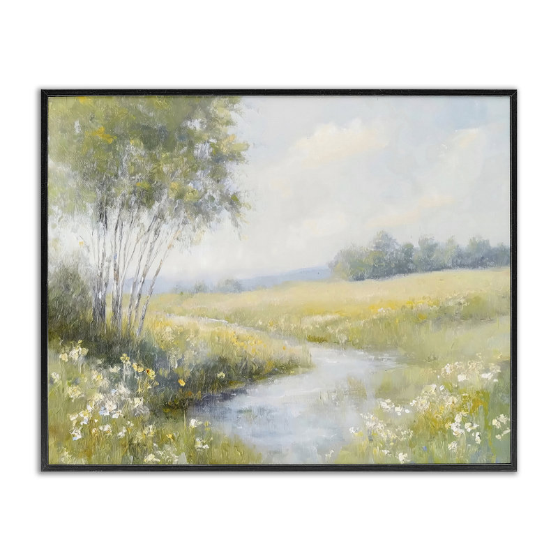Giclée encadrée Tranquil River Stream, conception par Creative Studio, H 11 po x l 14 po, Giclée encadrée noir minuit