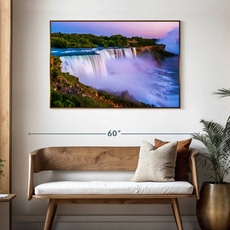 Soirée aux chutes du Niagara, 46 po x 31 po, Cadre flottant doré