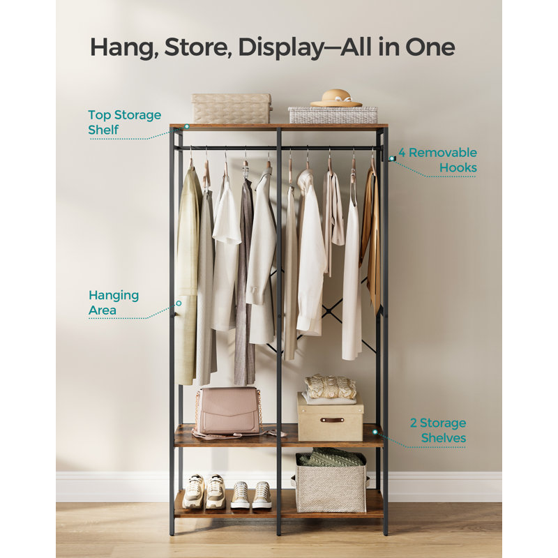 Alfonsina 95cm Portable Wardrobe, Rustic Brown