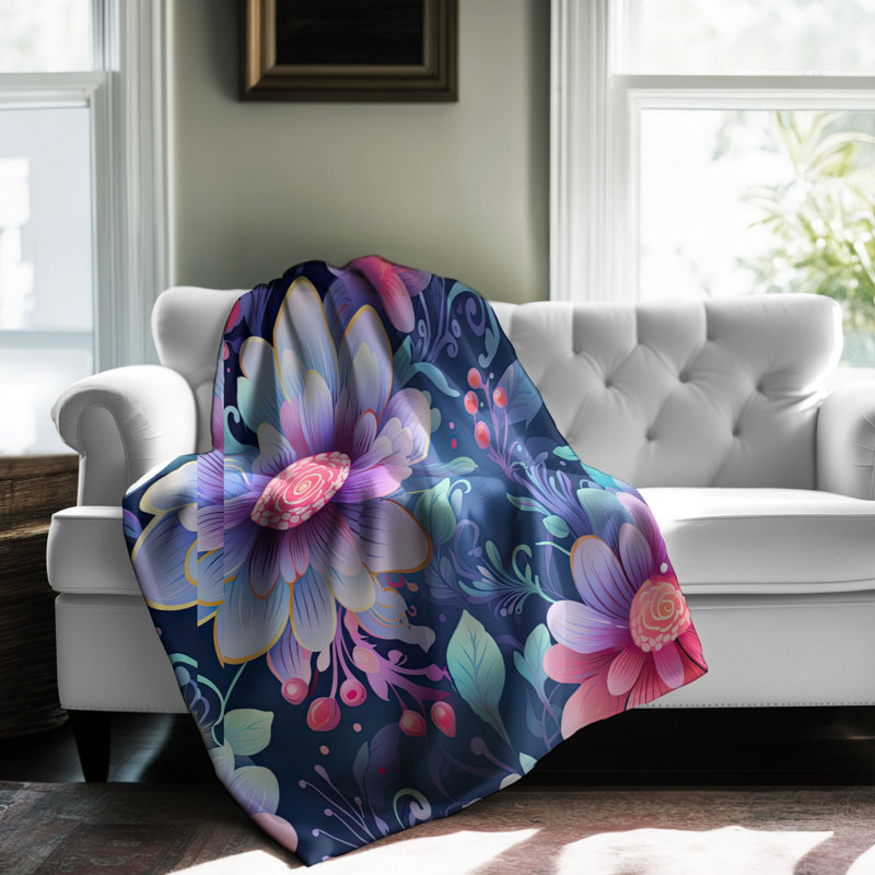 Ensemble de jeté en sherpa de qualité supérieure Enigmatic Bloom Ensemble - 1 pièce, Grand lit