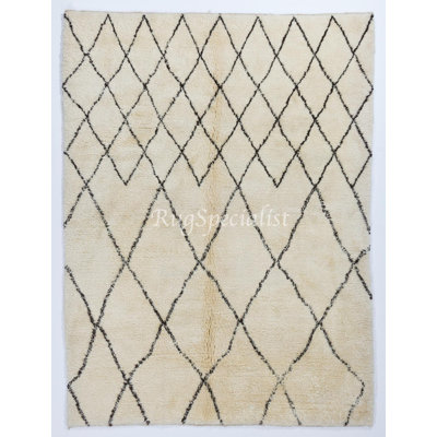 Tapis marocain contemporain contemporain en laine naturelle, motif tulu