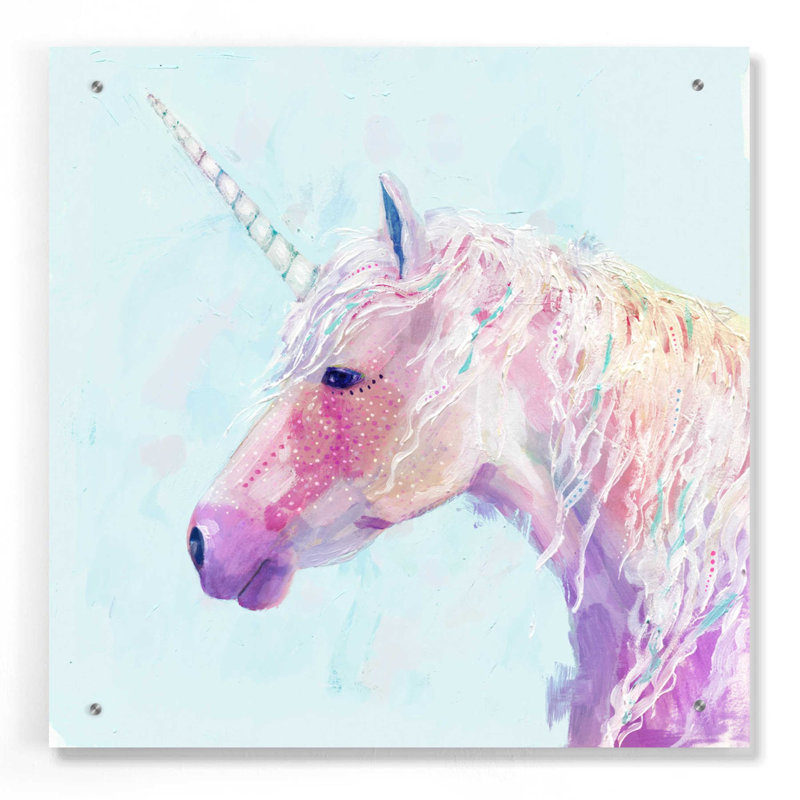 «Mystic Unicorn II» par Victoria Borges, art mural en verre acrylique, H 24 po x l 24 po x P 0,2 po